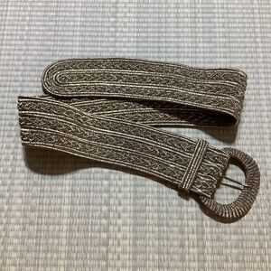 Collezione New York Gold Braided Belt Woven Metallic Belt with Round Buckle